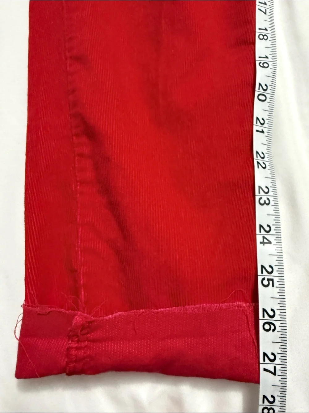 Vtg SMACS 80s High Waist Red Corduroy Pants 25x30 Tapered Mom Pant USA Raw Hem